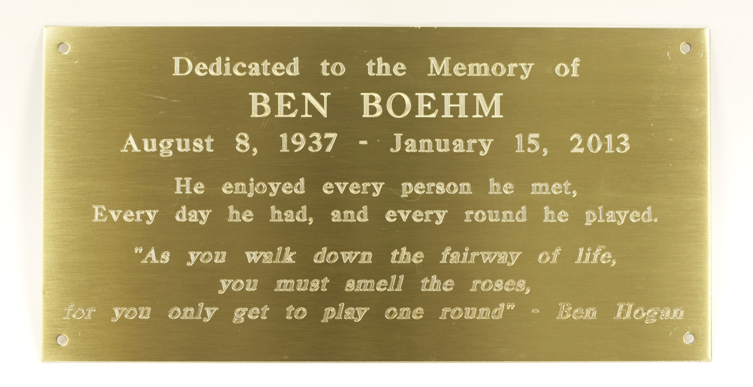 Pro-Touch Engraving Ltd. 2025 Brass memorial plate.