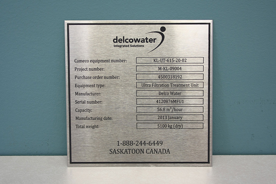 Pro-Touch Engraving Ltd. 2025 Chemical Etch Stainless Steel equipment tag.